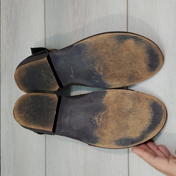 Free People Women Mont Blank Asym Ankle Leather Cut Side Flats shoes sz 39/8.5-9 - Picture 12 of 14